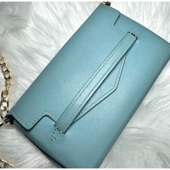 Authentic HERMES Blue Leather Mini Pouch W/ Unbranded Chain and Insert - Picture 2 of 8